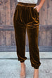 Priyavil Elastic Waist Velvet Joggers Pants with Pockets