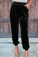 Priyavil Elastic Waist Velvet Joggers Pants with Pockets