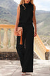 Priyavil Crewneck Sleeveless Waisted Wide Leg Jumpsuit