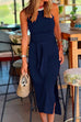 Priyavil Halter Sleeveless Tie Waist Side Split Dress