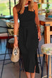 Priyavil Halter Sleeveless Tie Waist Side Split Dress