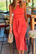 Priyavil Halter Sleeveless Tie Waist Side Split Dress