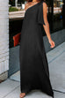Priyavil Stylish One Shoulder Sleeveless Side Split Dress