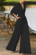 Priyavil Deep V Neck High Waist Wide Leg Jumpsuit