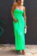 Priyavil Strapless Smocked Pocketed Wide Leg Jumpsuit