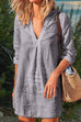 Priyavil V Neck Long Sleeve Cotton Linen Dress