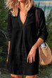 Priyavil V Neck Long Sleeve Cotton Linen Dress