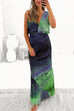 Priyavil V Neck Sleeveless Waisted Side Split Printed Dress