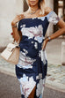 Priyavil Off Shoulder Short Sleeve Bodycon Printed Dress