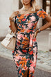 Priyavil Off Shoulder Short Sleeve Bodycon Printed Dress