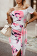 Priyavil Off Shoulder Short Sleeve Bodycon Printed Dress
