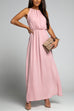 Priyavil Crewneck Sleeveless Waisted Side Split Dress