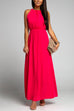 Priyavil Crewneck Sleeveless Waisted Side Split Dress