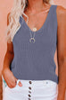 Priyavil V Neck Solid Knitting Tank Top