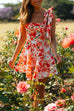 Priyavil Bow Knot Shoulder Waisted A-line Floral Mini Sundress