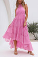 Priyavil Halter Backless Ruffle Tiered Flowy Maxi Beach Dress