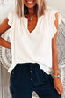 Priyavil V Neck Solid Ruffle T-shirt