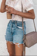 Priyavil Street Style Raw Hem Ripped Shorts with Pockets