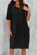 Priyavil Half Sleeve Ruched Shift Cotton Linen Dress
