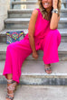 Priyavil Sleeveless Tie Waist Wide Leg Palazzo Jumpsuit