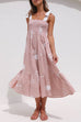 Priyavil Bow Knot Shoulder Smocked Ruffle Tiered Printed Dress