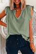 Priyavil V Neck Solid Ruffle T-shirt