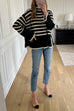 Priyavil Striped Tuetleneck Side Split Pullover Sweater