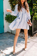 Priyavil Tassel V Neck Long Sleeve Ruffle Tiered Striped Dress