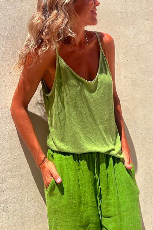 V Neck Solid Casual Summer Cami Top