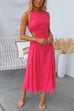 Priyavil Sleeveless Cut Out Waist Slit A-line Maxi Dress