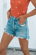 Priyavil Street Style Raw Hem Ripped Shorts with Pockets