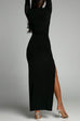 Priyavil Mockneck Long Sleeves High Slit Bodycon Maxi Dress