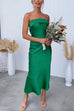 Priyavil Backless Tube Top Solid Satin Maxi Party Dress
