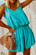 Priyavil V Neck Tie Shoulder Waisted Printed Swing Cami Dress