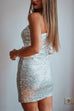 One Shoulder Puff Sleeve Sequin Mini Party Dress