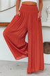 Priyavil Smocked Elastic Waist Pleated Wide Leg Pants