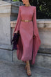 Priyavil Cape Sleeves Solid Formal Party Midi Dress
