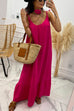 Priyavil Scoop Neck Tie Shoulder Ruffle Maxi Cami Holiday Dress