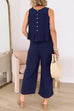Priyavil Sleeveless Ruffle Top Wide Leg Pants Set