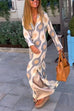 Priyavil V Neck Side Split Printed Maxi Holiday Dress