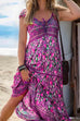 Priyavil Tassel V Neck Bohemia Printed Maxi Beach Dress