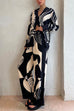 Priyavil Graphic Printed Long Sleeve Blouse Shirt Wide Leg Pants 2 Pieces Set