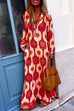 Priyavil V Neck Side Split Printed Maxi Holiday Dress