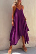 Priyavil V Neck Irregular Hem Swing Cami Beach Dress