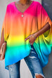 Priyavil V Neck Batwing Sleeve Oversized T Shirt