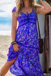 Priyavil Tassel V Neck Bohemia Printed Maxi Beach Dress