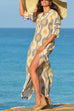 Priyavil V Neck Side Split Printed Maxi Holiday Dress