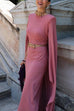 Priyavil Cape Sleeves Solid Formal Party Midi Dress