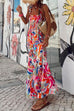 Priyavil Printed Smocked Ruffle Flowy Maxi Cami Holiday Dress