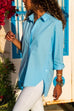 Priyavil Side Buttons Long Sleeves Irregular Hem Blouse Shirt
